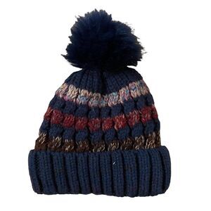 Home Prefer ~ Navy/Multi Color Pompom Beanie